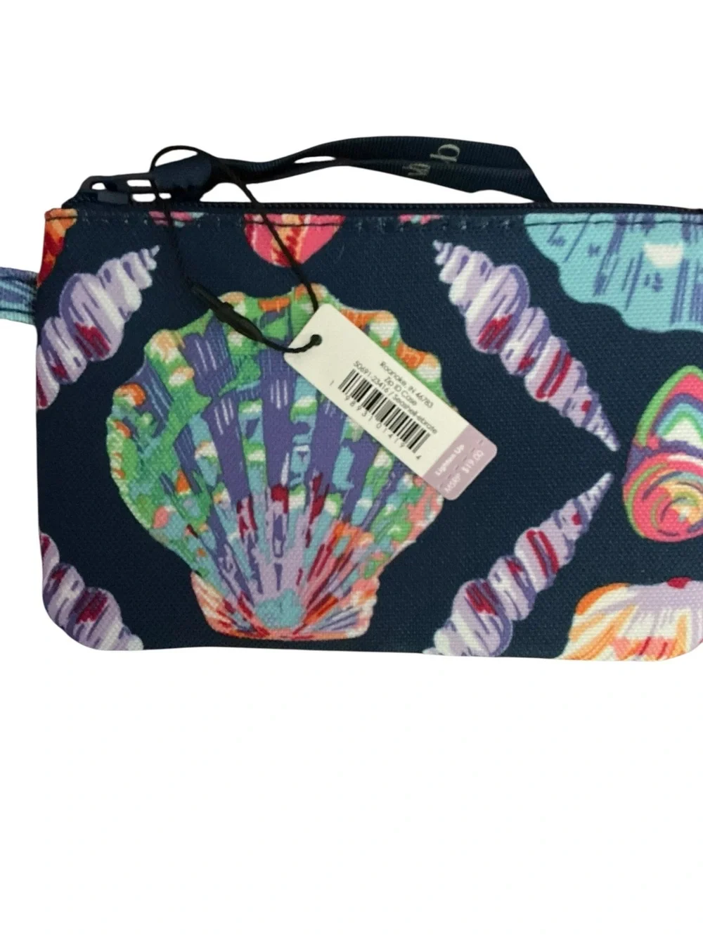 NWT Vera Bradley Multicolor Seashell Print Wristlet Key Pouch in Navy